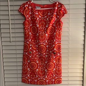 Vibrant Pink and Orange Patterned Dress